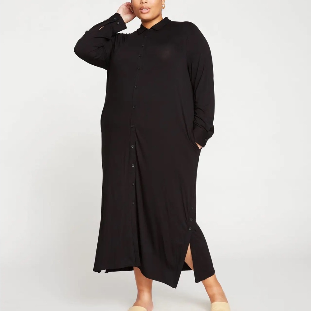 Universal Standard Black Sally Liquid Jersey Shirt Dress M (18-20)